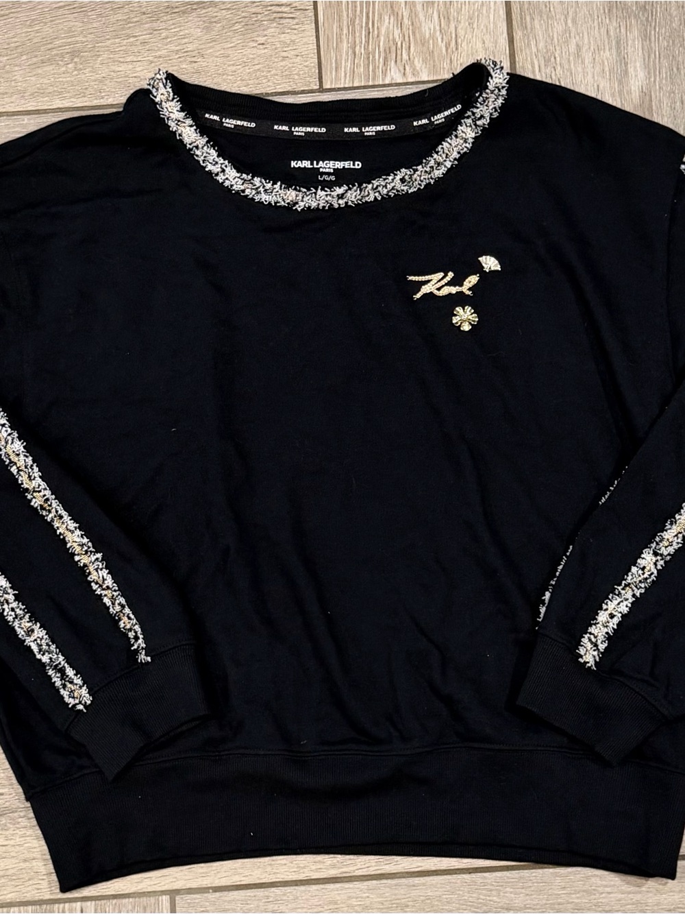 Karl Lagerfeld Black Crewneck Top